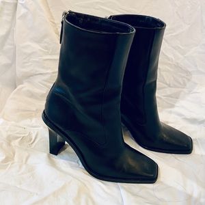 Zara Mid-Calf Leather Boots Size 40